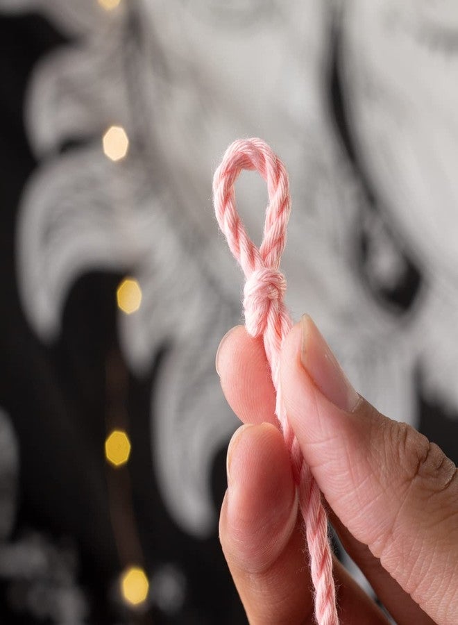 BOBBINY خيط مكرمية قطني مجدول ثلاثي الطبقات من بوبيني (عبوة ملفوفة) مناسب لأعمال المكرمية اليدوية وغيرها من المشاريع | لون خوخي | 3 مم، 100 متر - Image 5